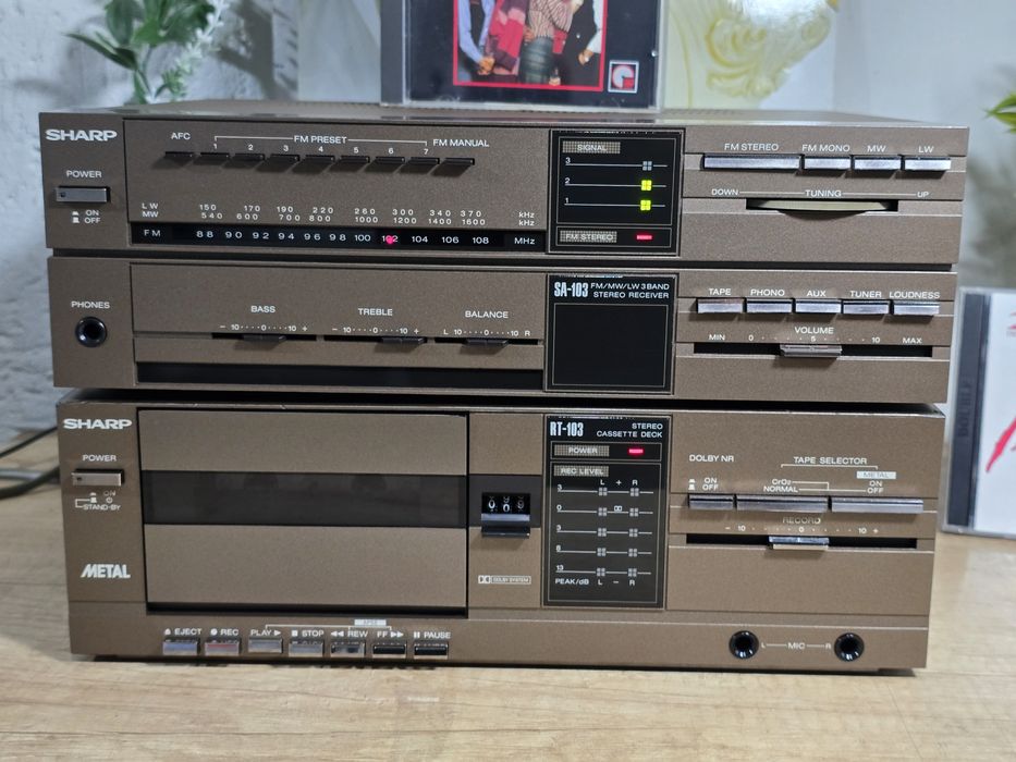 Sistem audio hi-fi retro SHARP ,receiver SA-103, deck RT-103, hifi