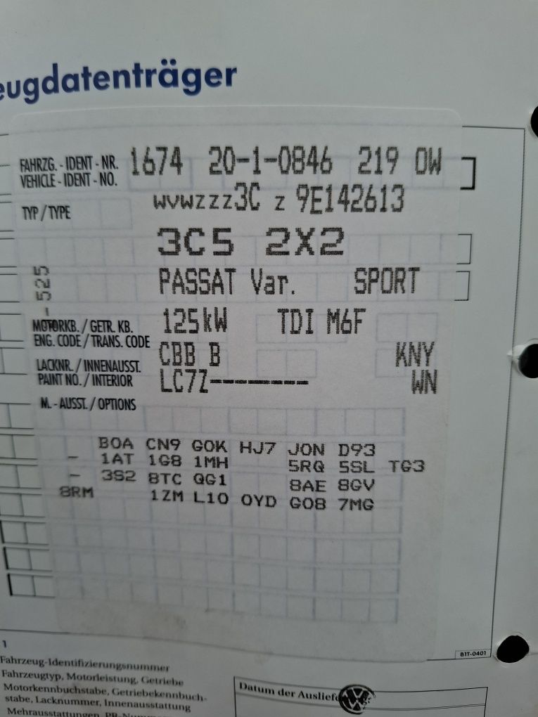 Piese/Dezmembrez VW Passat B6 Variant 2.0TDi 125kw 170cp  CBBB An 2010