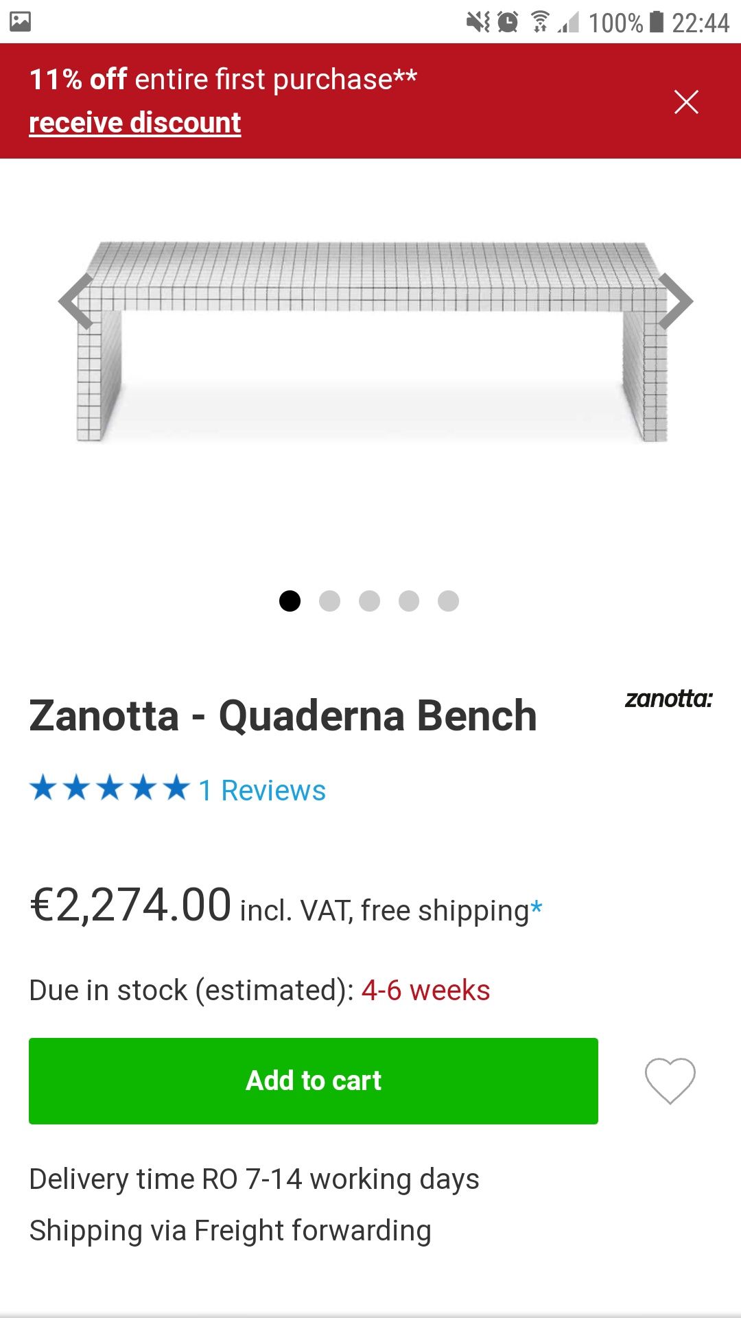 Zanotta Quaderna Bench -mobilier