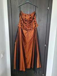 Rochie portocalie cu tul negru
