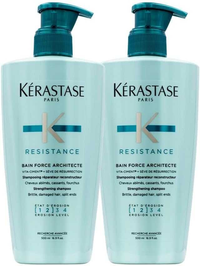 KÉRASTASE Résistance Sampon, pentru par deteriorat, 500 ml x 2 buc