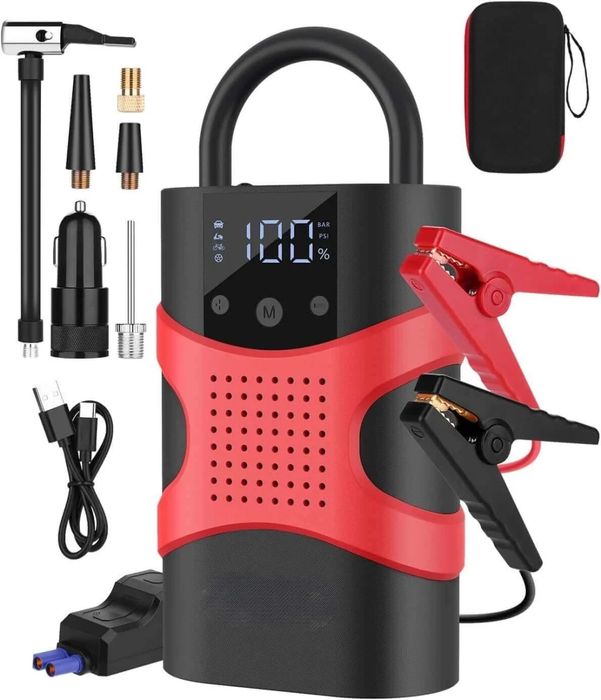 Starter auto portabil, 12000mAh pornire auto,  powerbank, compresor