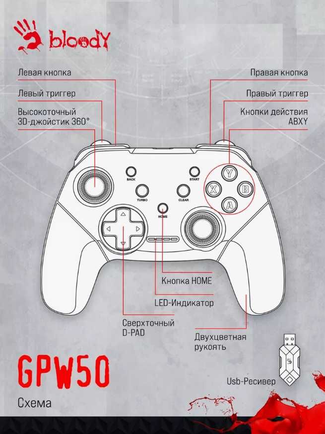 Геймпад Bloody GPW50 Беспроводной — Джостик