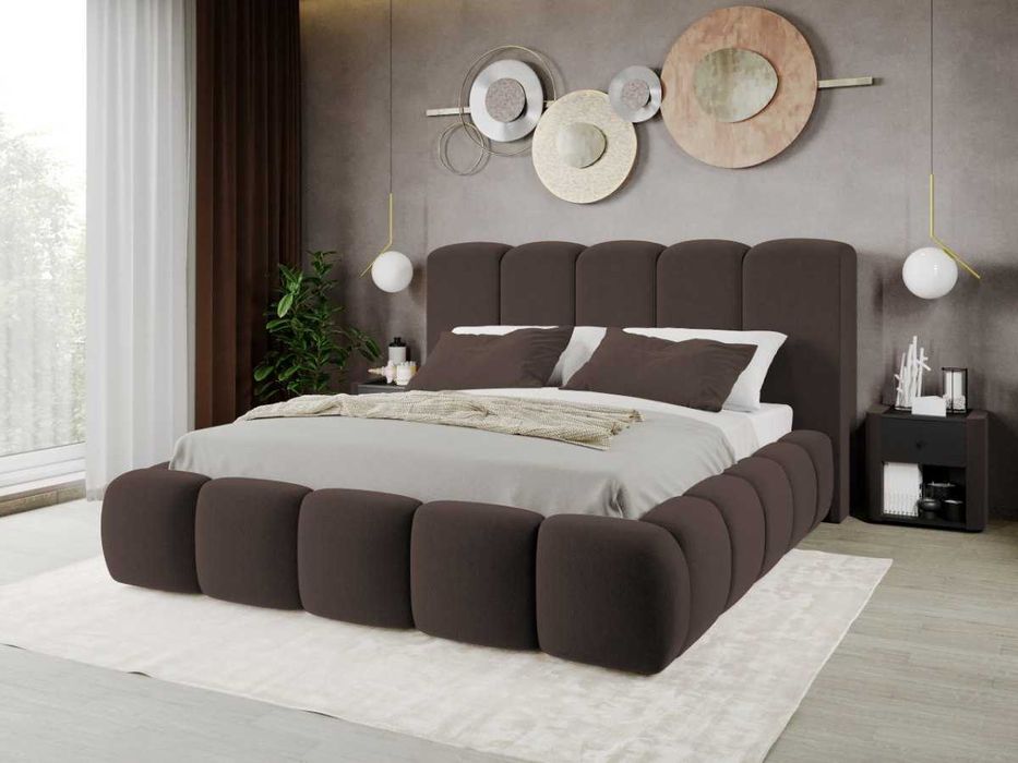 Pat Tapitat Noel Maro - Velluto 6 cu somiera rabatabila si lada