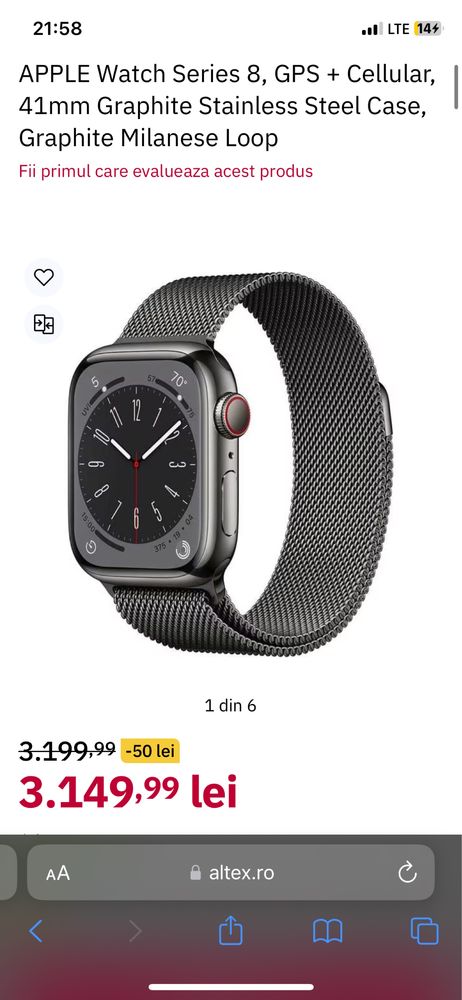 Vand Apple Watch Graphite Stainless Steel Case 41 mm