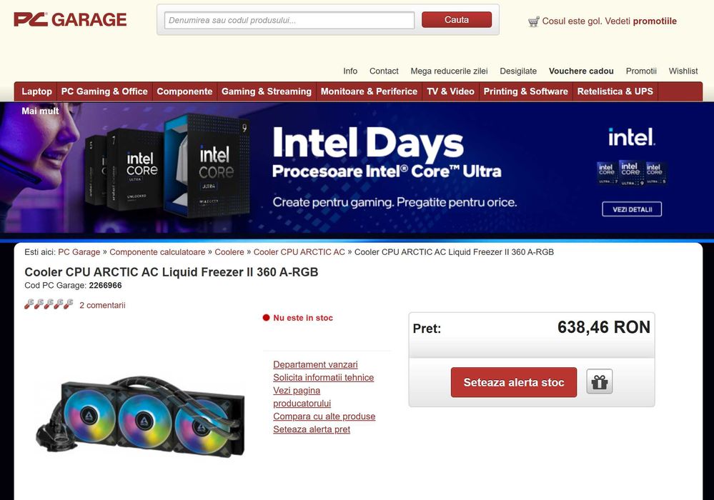 Cooler CPU ARCTIC AC Liquid Freezer II 360 A-RGB Intel LGA 1700