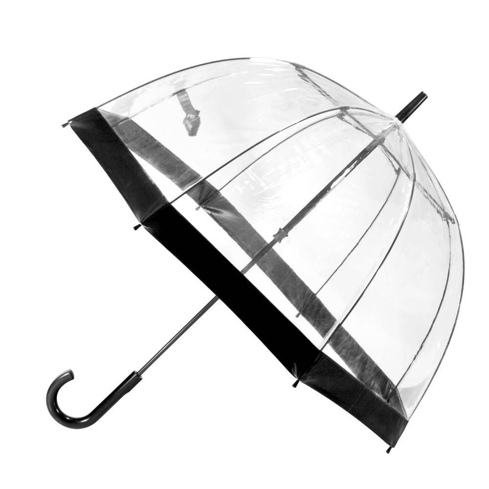 Umbrela transparenta in forma de cupola, margine alba, 83 cm