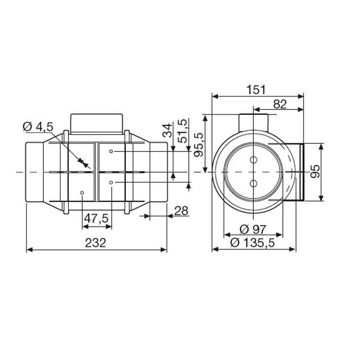 Vand ventilator in-line Soler & Palau TD-160/100 N T SILENT
