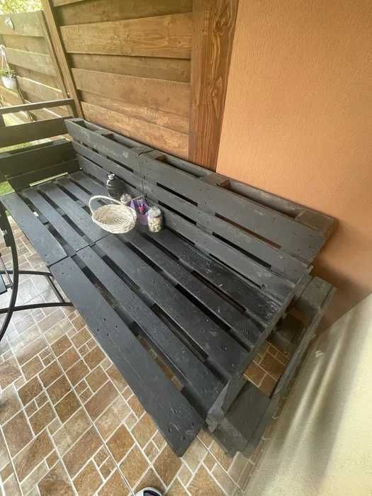 Canapea Neagră din Paleți Ideală pentru Terasă