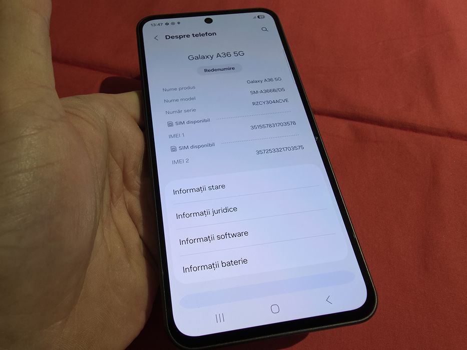 -Samsung A36-5G, Black, 256Gb, 8Ram, doar telefonul, impecabil, stare