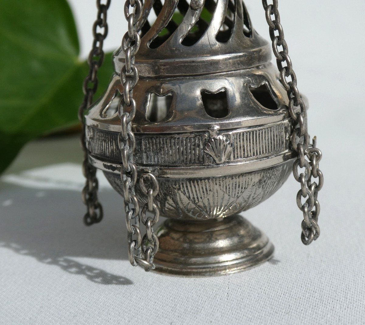 Cădelniță Miniaturală Din Metal Argintiu Epoca Napoleon III