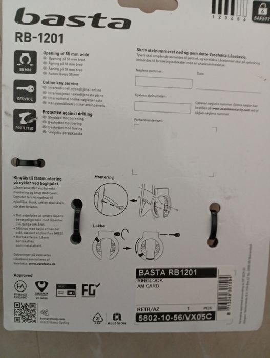 Încuietoare antifurt inÎncuietoare antifurt inelară Basta RB1201 neagr