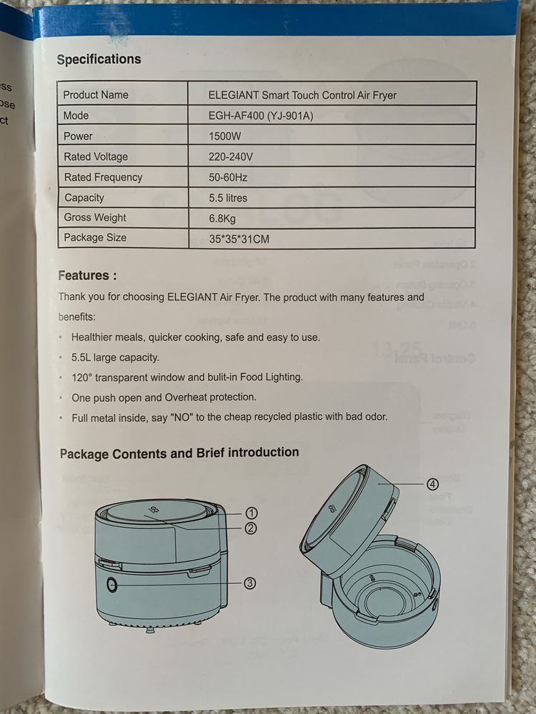 Friteuza cu aer cald Air Fryer Elegiant