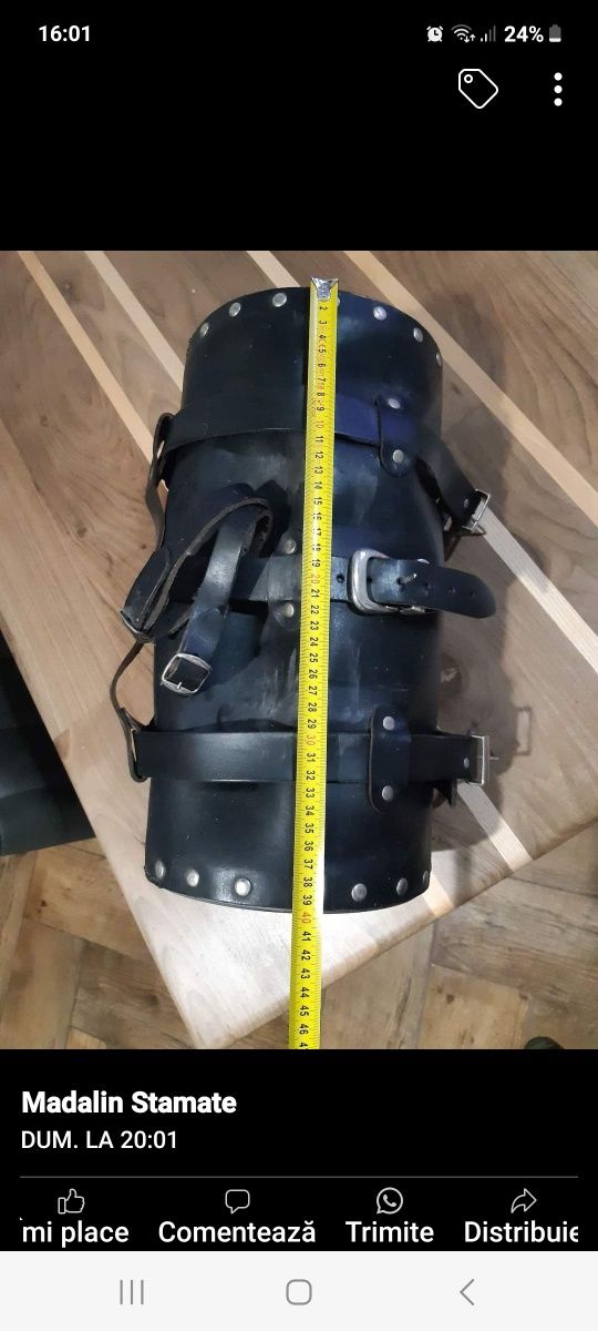 Tolbar motocicletă piele groasă 40/20 cm cromat