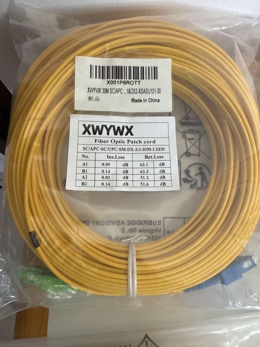 Cablu Patch Fibra Optica 30m XWYWX SM SX/DX LSZH 3.0mm / SC ST LC FC