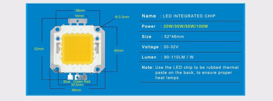 LED 20W студено бяло 100 % EPISTAR