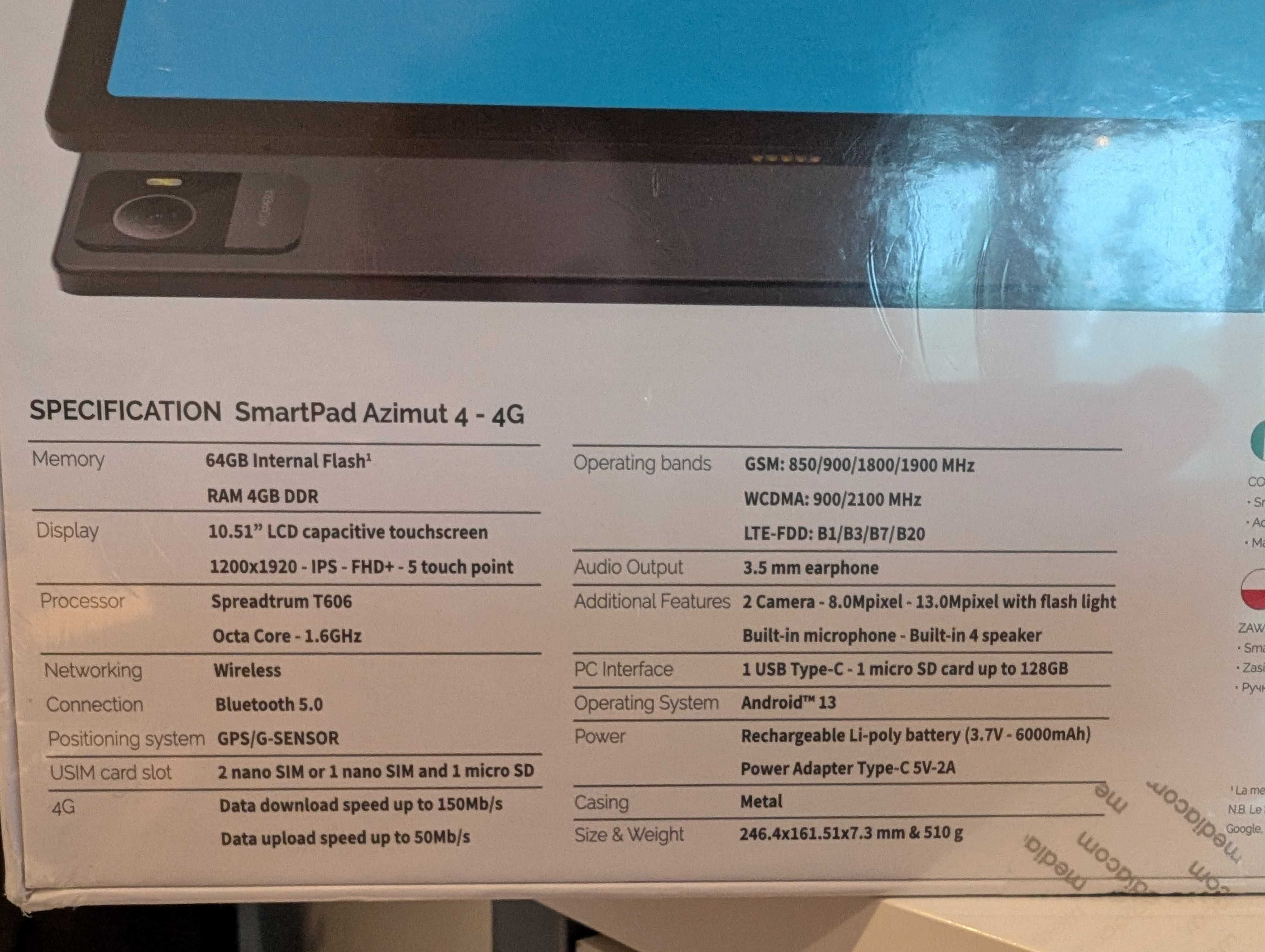 TABLETĂ MEDIACOM 10 si 12 inch  Azimut 4 si 4 PRO 4-6RAM 64-128GB