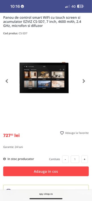 Monitor Inteligent Ezviz SD7, Wireless, Diagonala 7 inch