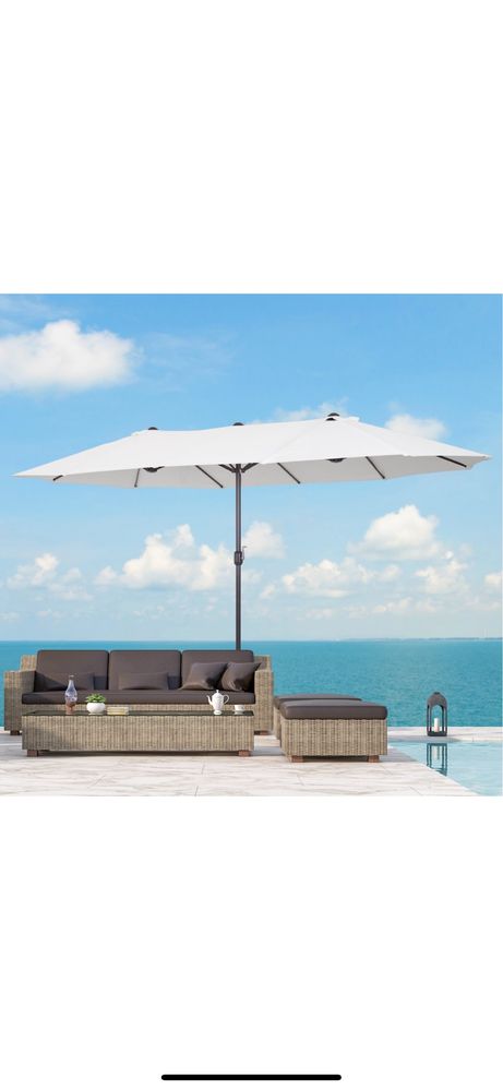 Umbrela de exterior Outsunny, Protectie UV, 460x270x240cm, Bej