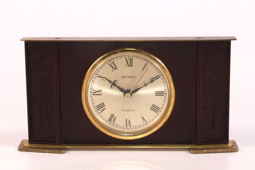 Ceas de birou METAMEC, rama lemn sculptata, Made in England, SUPERB