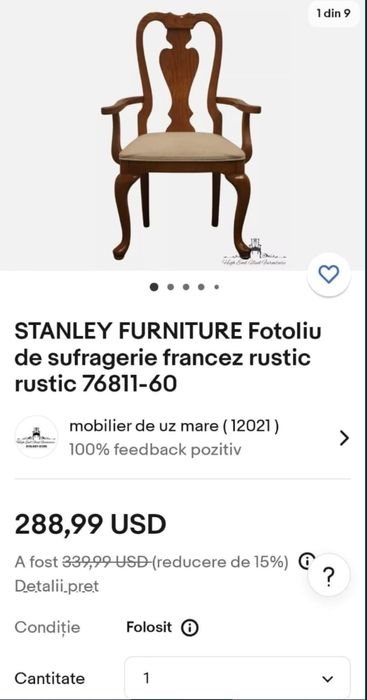 Fotoliu sufragerie Luxuriant Francez Queen Anne Baroch lemn vintage