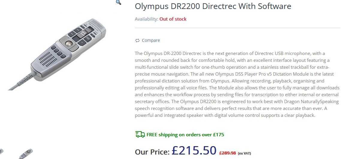 Dictafon USB OLYMPUS Directrec DR-1000 si DR-2200