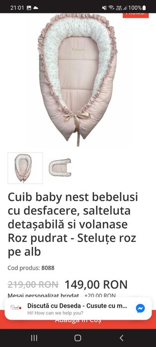 Cuib baby nest bebelusi cu desfacere
