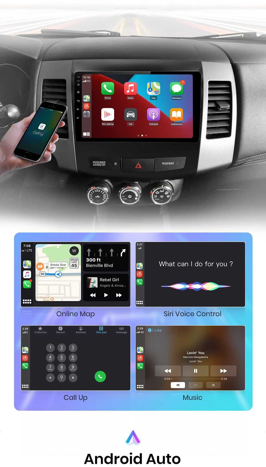 Navigate Mitsubishi Outlander 2,Android 11,2GB RAM+CAMERA DE MARSARIER