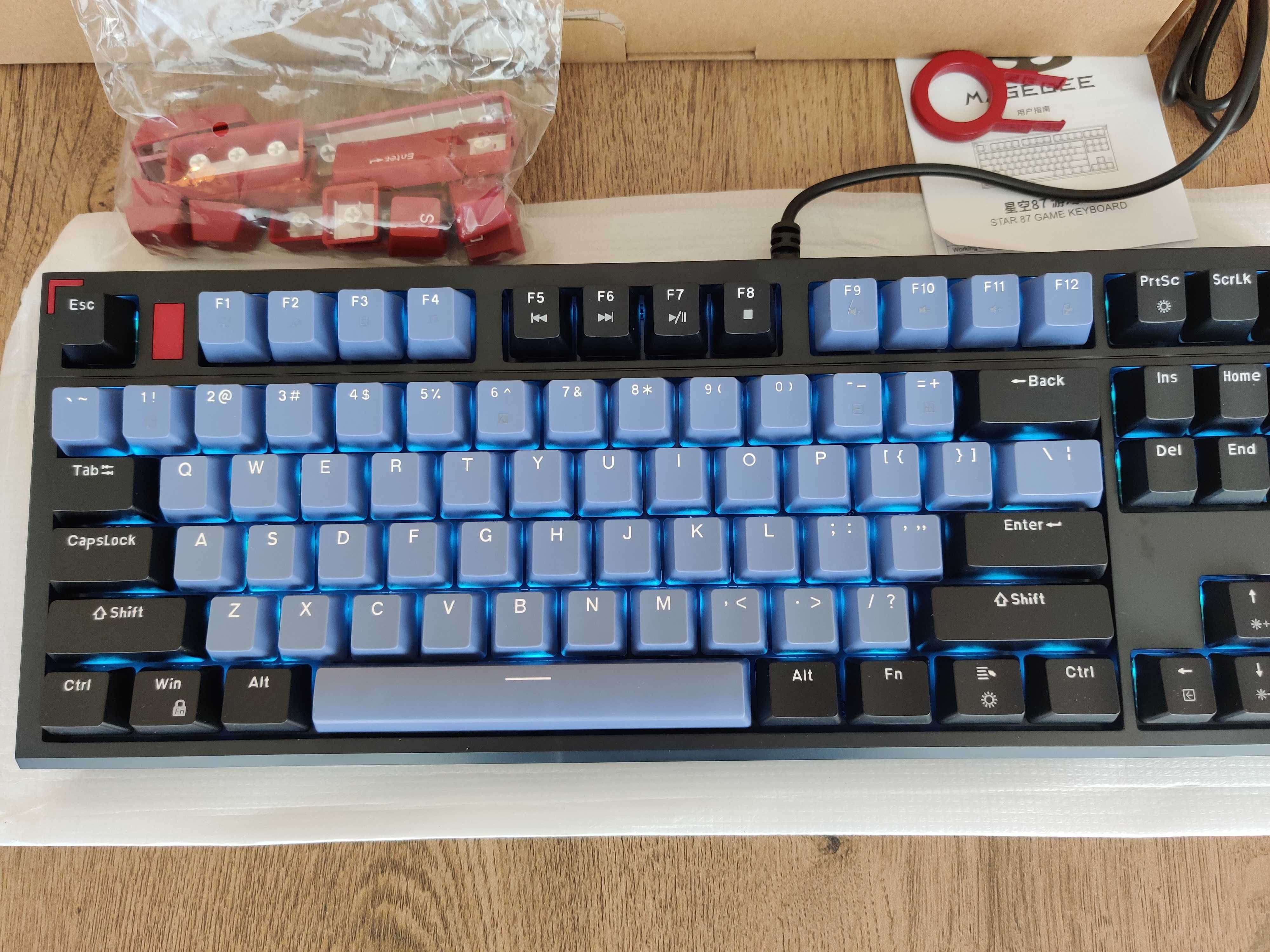 Геймърска механична клавиатура MageGee 87 – Blue/Brown switch - LED