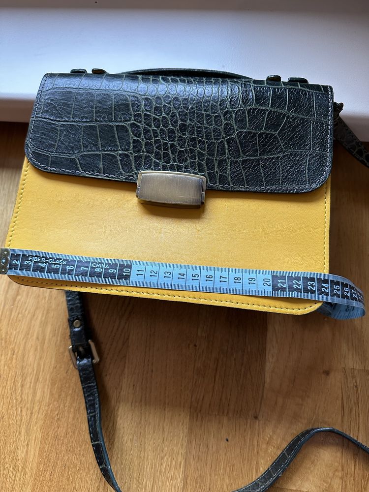 Geanta crossbody piele galben cu verde DADA