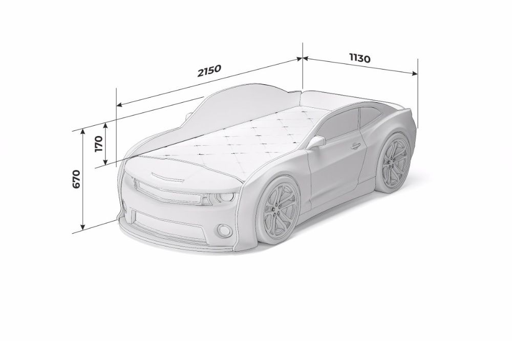 Кровать-машинка объемная (3d) EVO "Camaro" желтый