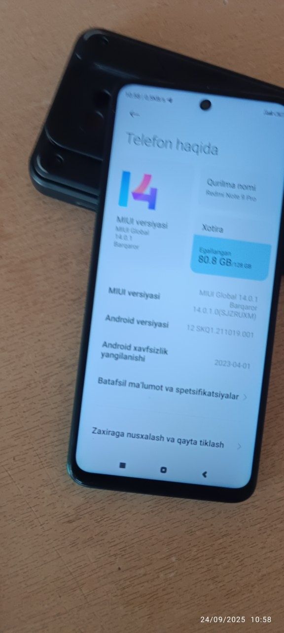 Redmi not 9 pro 6+2/128gb ideal holatda radnoʻy sotiladi