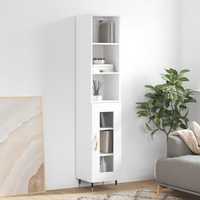 vidaXL Висок шкаф, бял гланц, 34,5x34x180 см, инженерно дърво 3189871