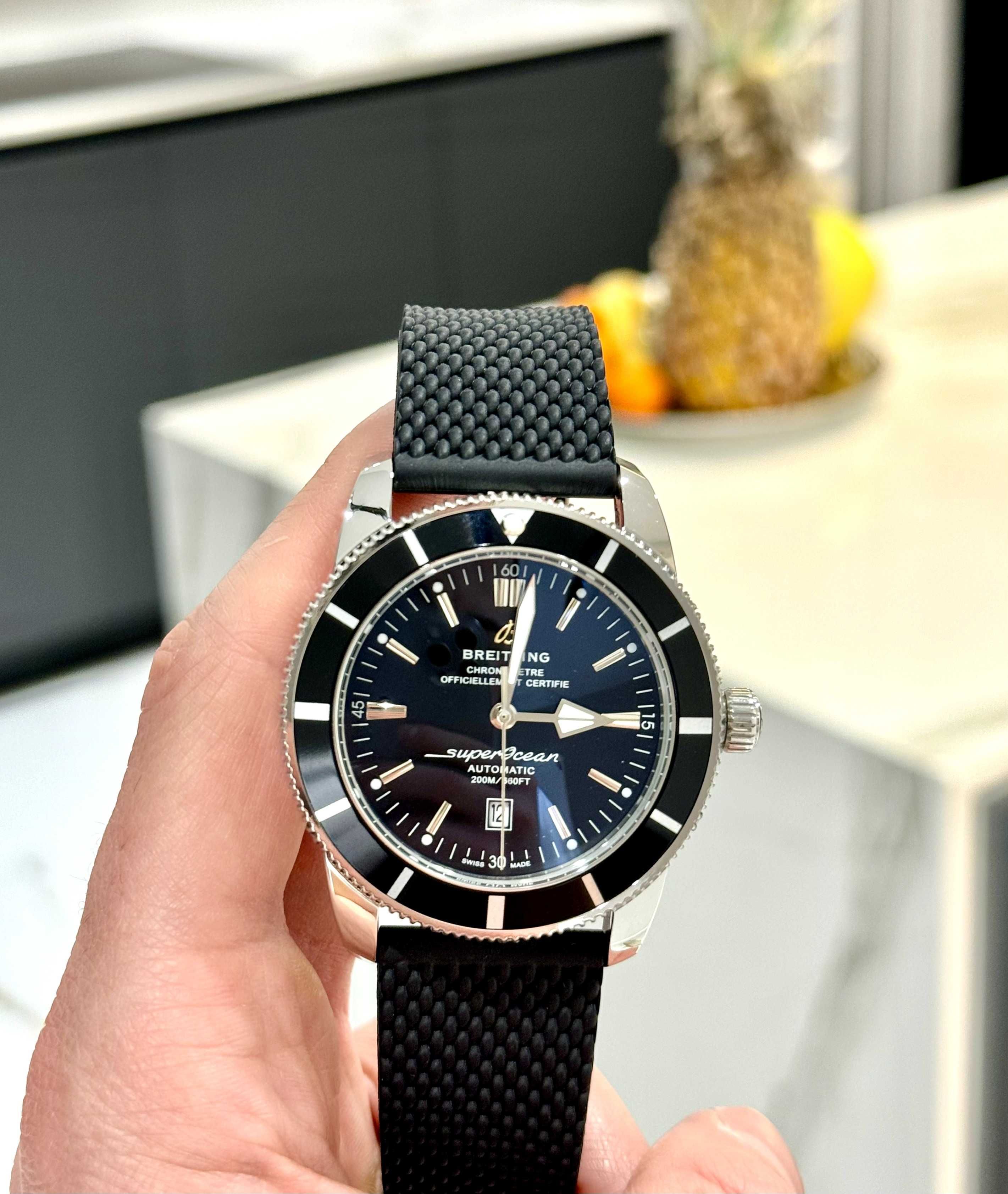 breitling superocean silver black