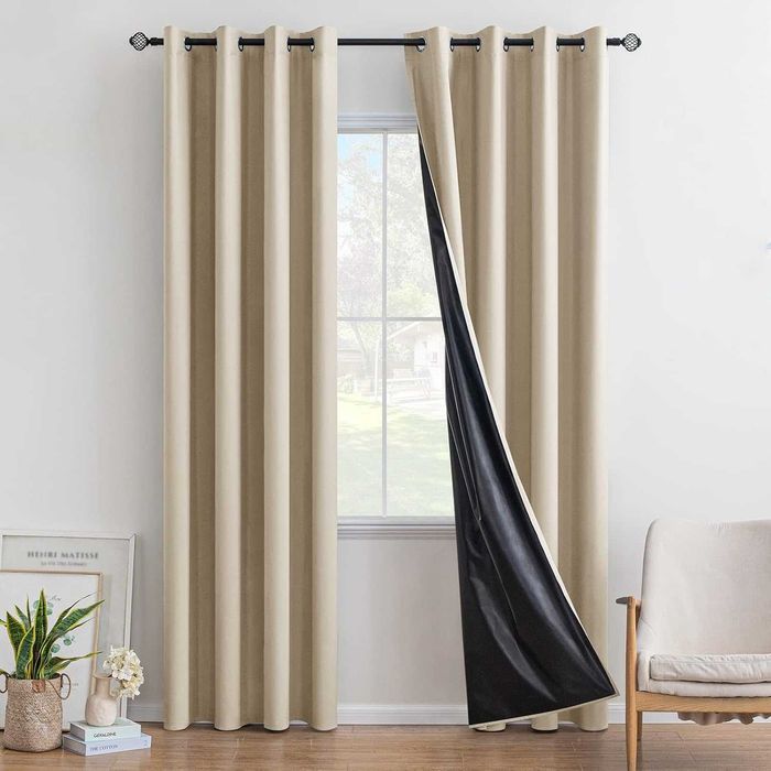 Set 2 perdele MIULEE, 140 x 245 cm, cu inele, bej