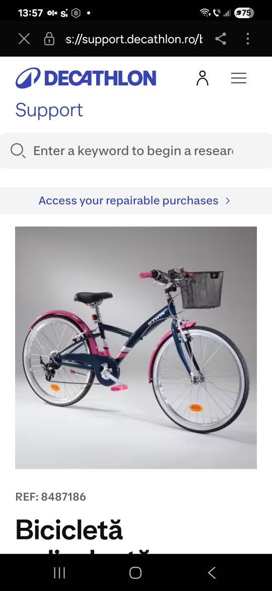 Vand bicicletă model B'Twin Original 500, 24inch.
