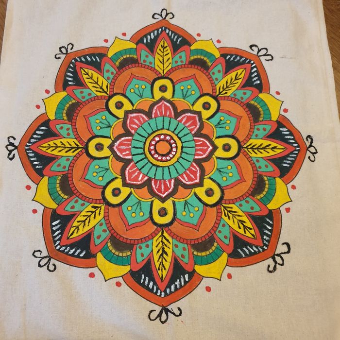 Sacoșă pictată manual mandala