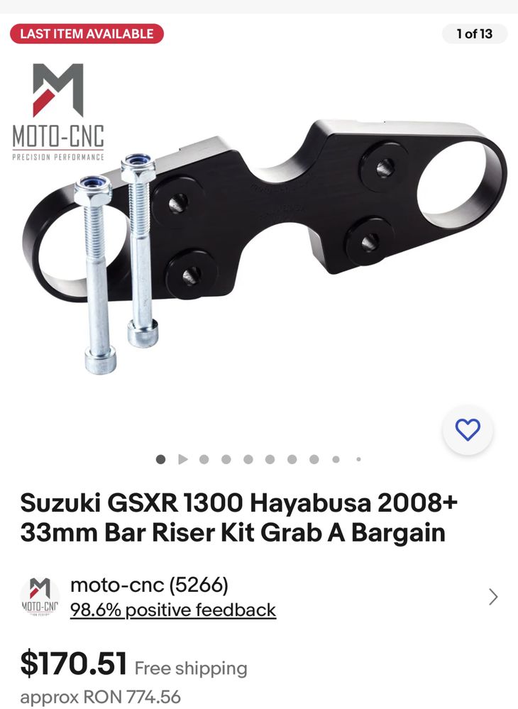 Inaltator ghidon nou suzuki hayabusa 33mm