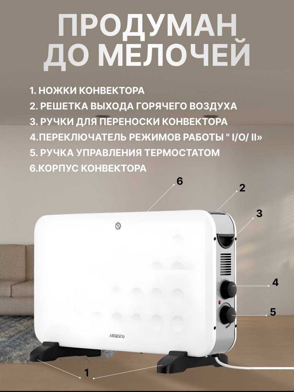 Электрический обогреватель конвектор Ардесто