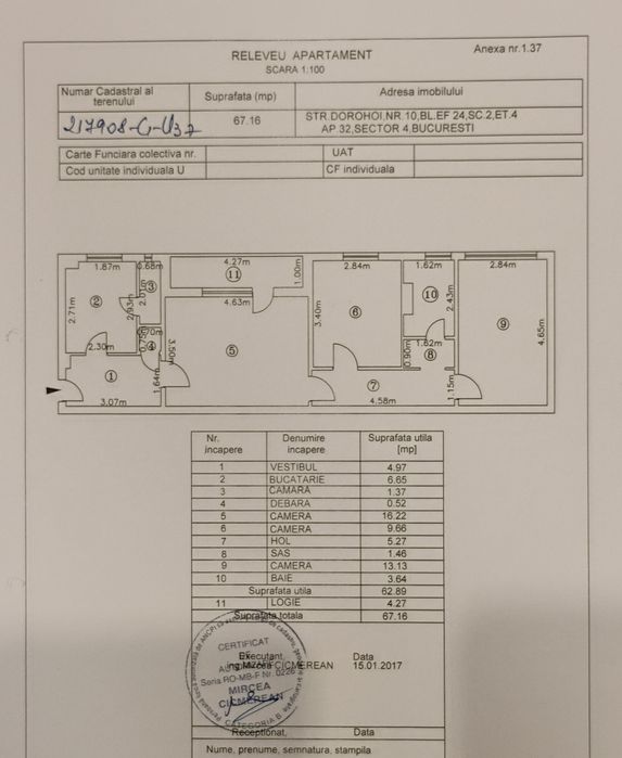 Apartament 3 camere zona Brancoveanu