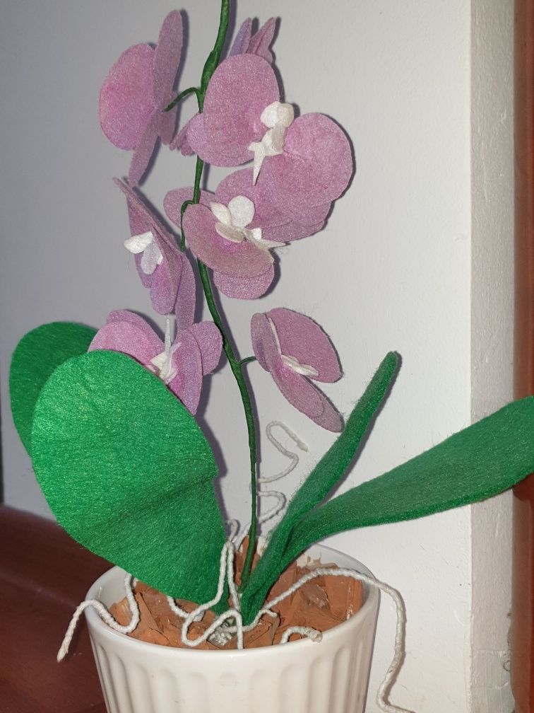 Vand Orhidee artificiala textilă in ghiveci ceramic