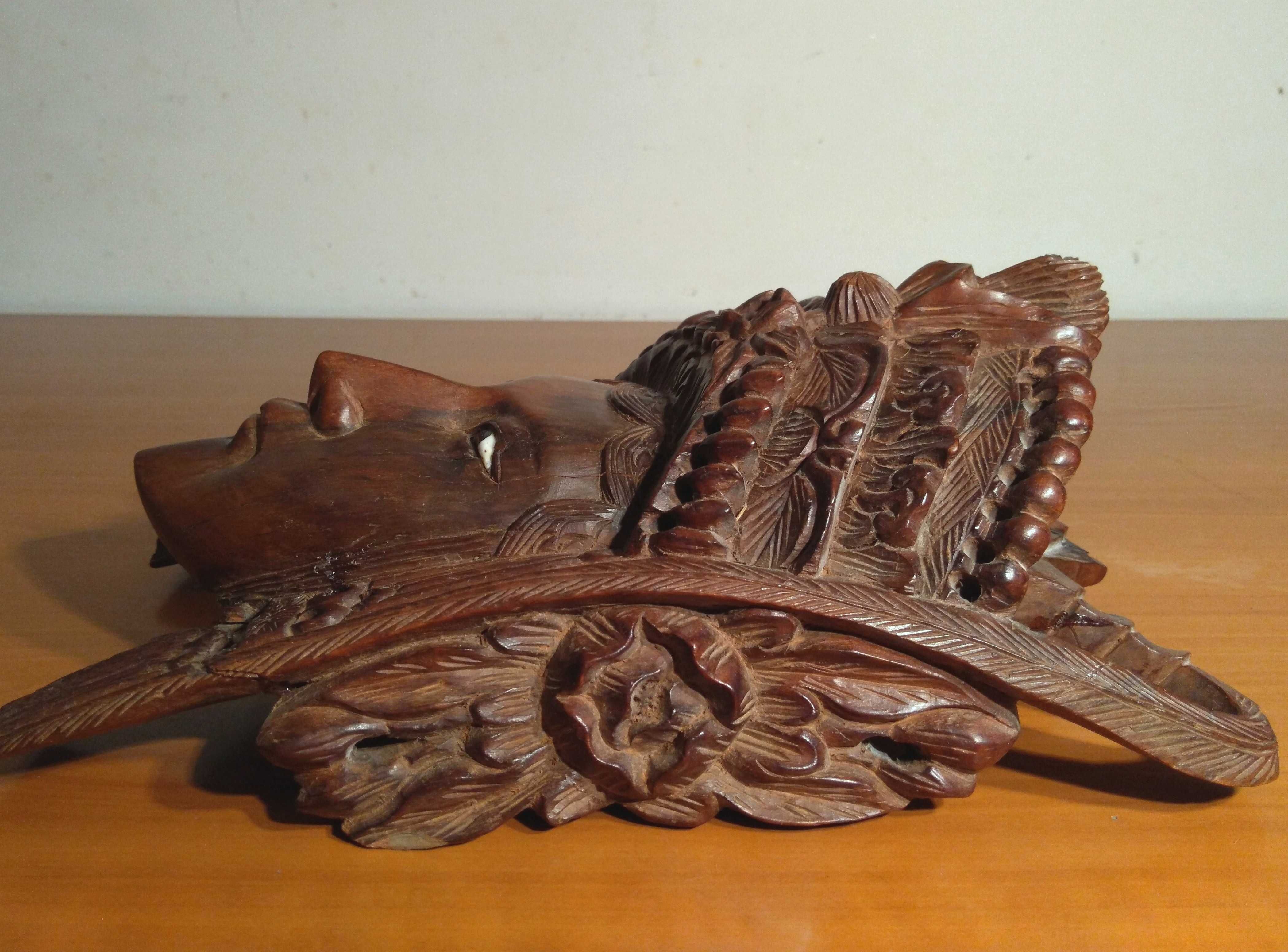 Masca asiatica veche |razboinica Mulan| lemn exotic sculptat