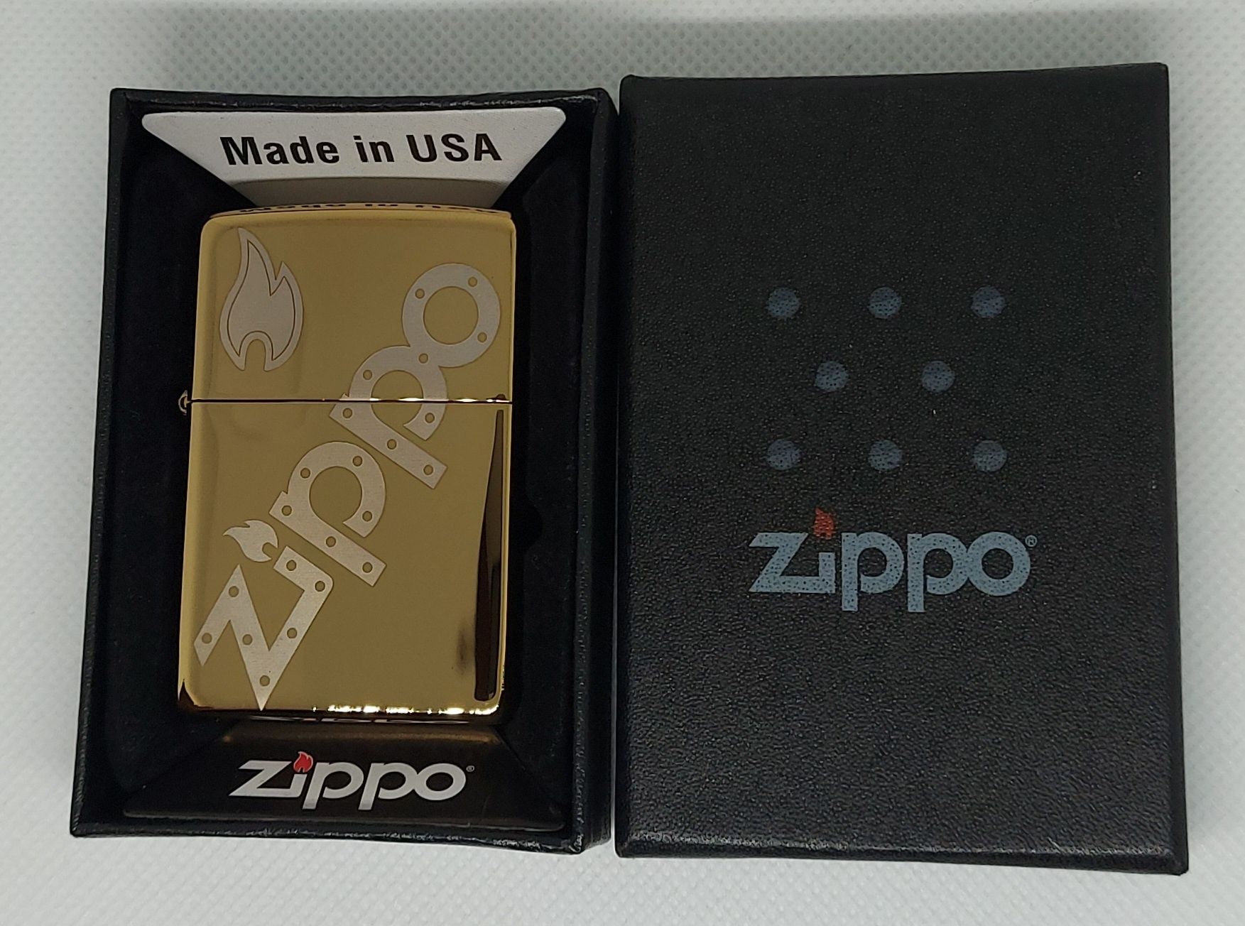 Бензиновая зажигалка Zippo Gold. Подарочная зажигалка зиппо USA. Light