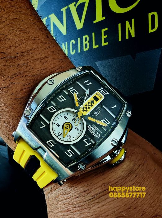 INVICTA Racing Monza Yellow steel 57mm, Инвикта нов ръчен часовник