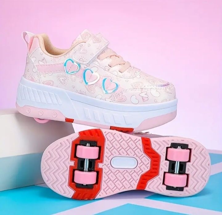Детски маратонки с колелца, обувки  обувки с колелца, Heelys, Светещи