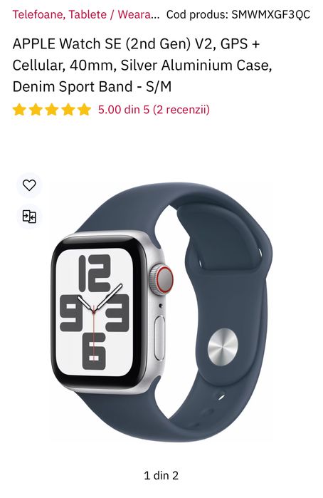 APPLE Watch SE (2nd Gen) V2, GPS + Cellular, 40mm, SIGILAT, OCAZIE