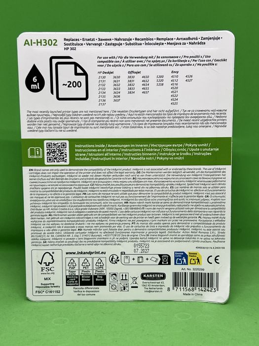 Cartuș de cerneală Ink & Print HP 302, Black si Tri-colour