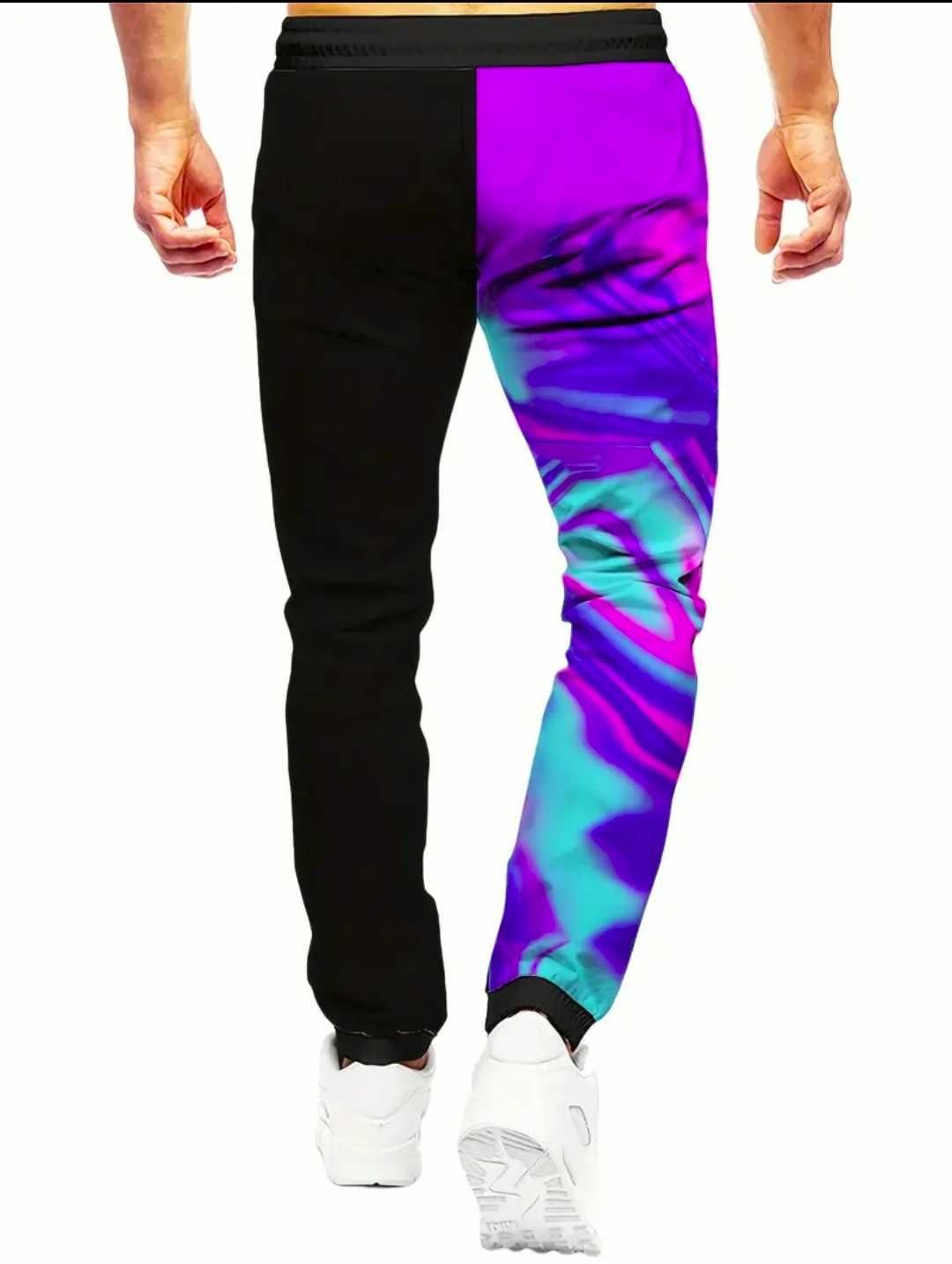 Големи мъжки панталони с щампи в контрастен цвят