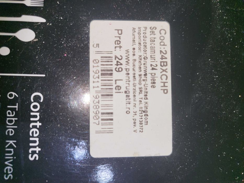 Set tacamuri, marca Grunwerg,  6 persoane, 24 piese,  inox , nou