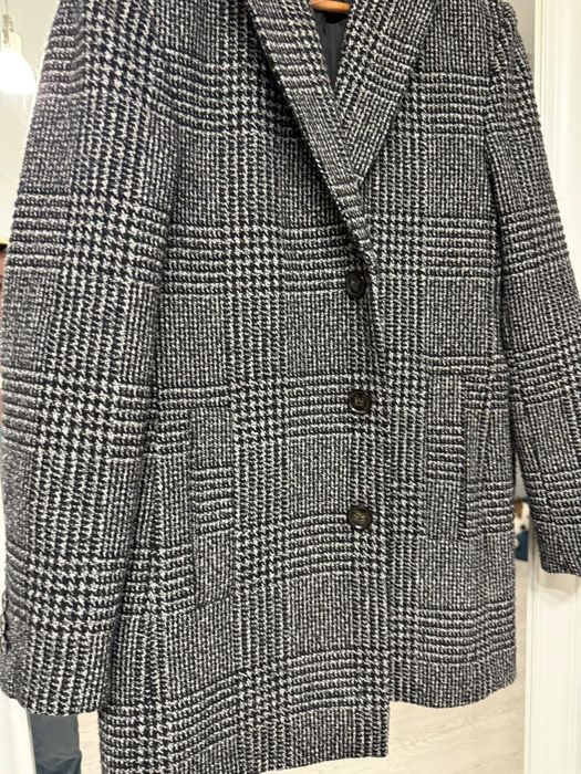 Palton pardesiu Zara men poliester gri carouri